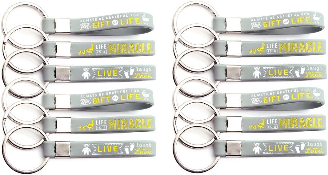 Paquete de 12 llaveros para baby shower, colores neutros de género, paquete al por mayor de 1 docena de llaveros para baby shower unisex de género