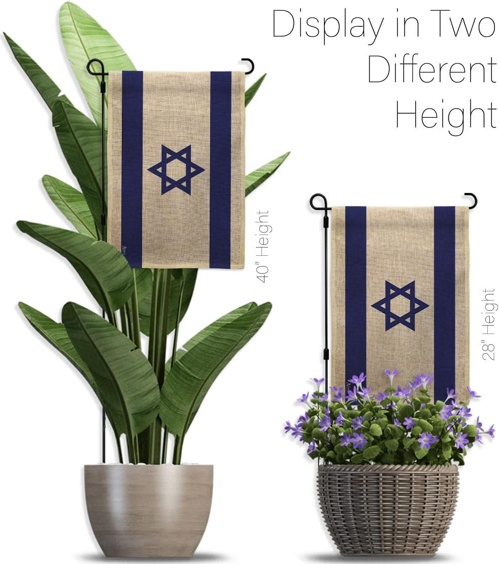 Bandera de Israel Bandera de Israel – Juego de asta de bandera de arpillera para el hogar, césped, patio, soporte de tumba, cementerio, tapiz al