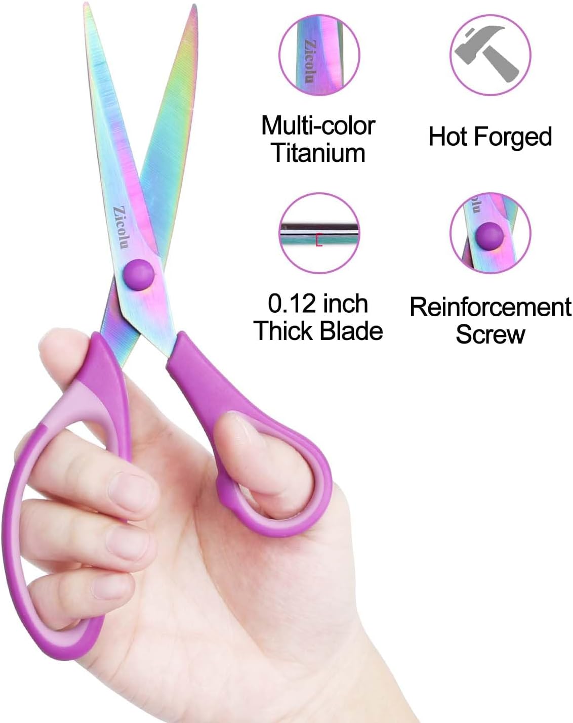 Tijeras de 8.5 pulgadas para todo uso, juego de 3 tijeras de oficina multiusos, hoja afilada de revestimiento de titanio y tijeras resistentes de