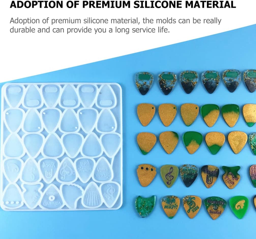 SUPVOX Moldes de resina para púas de guitarra, molde de cristal de silicona, moldes de resina epoxi, molde para llavero, molde para hacer jabón,