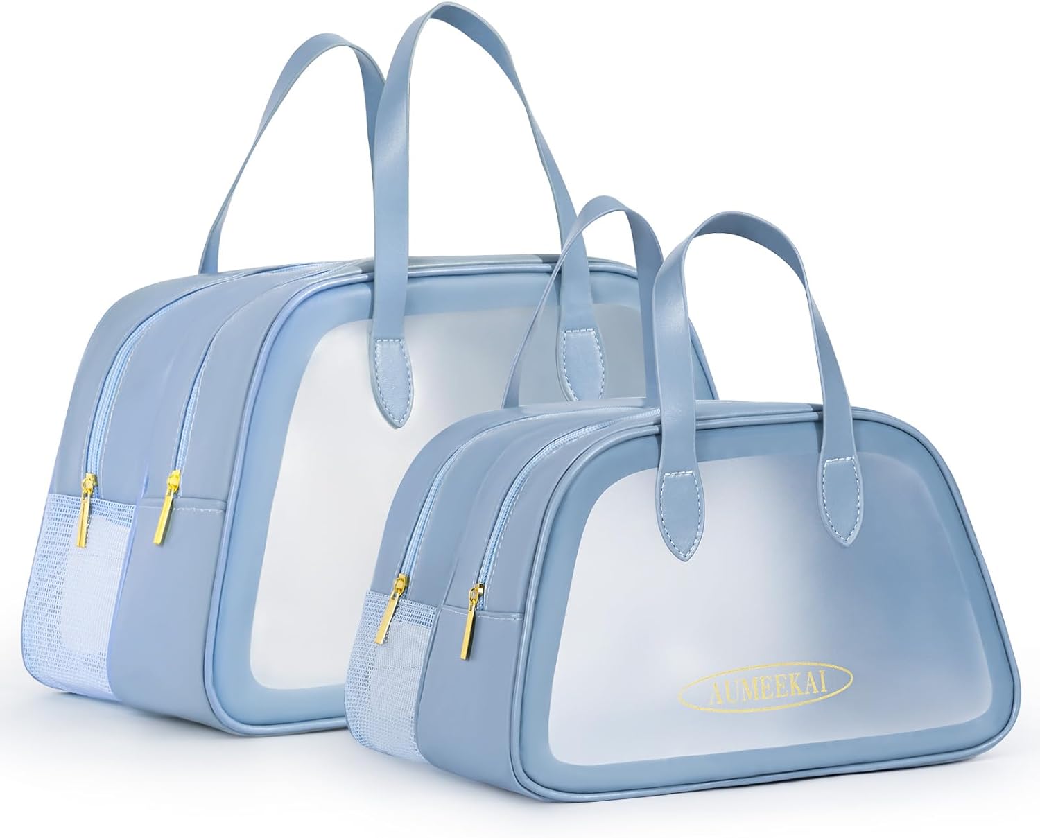 Joyask 2 bolsas de aseo de viaje para mujeres y hombres, bolsa de cosméticos translúcidos mate con asa práctica, bolsa organizadora de viaje para