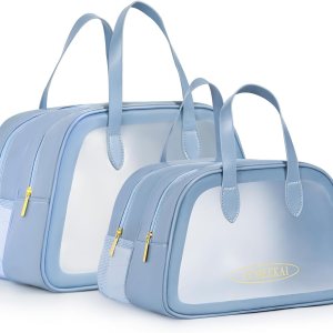 Joyask 2 bolsas de aseo de viaje para mujeres y hombres, bolsa de cosméticos translúcidos mate con asa práctica, bolsa organizadora de viaje para Joyask 2 bolsas de aseo de viaje para mujeres y hombres, bolsa de cosméticos translúcidos mate con asa práctica, bolsa organizadora de viaje para