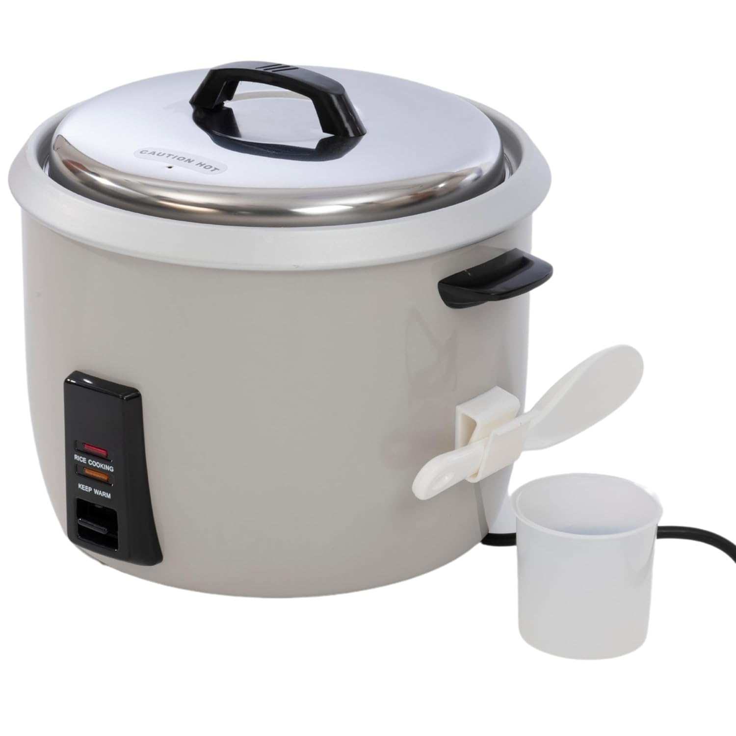 RC-E30 – Arrocera económica de alta resistencia, capacidad para 30 tazas, tenedor de plástico de gran tamaño, blanco, 13 pulgadas de alto x 20