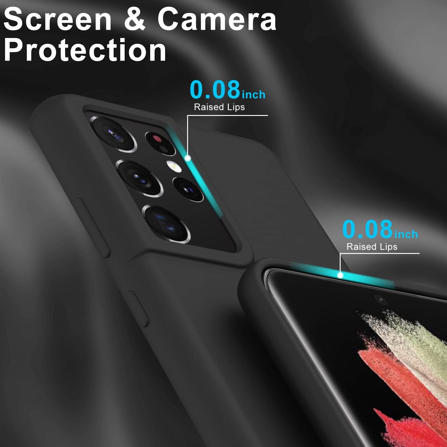DEENAKIN Funda protectora de silicona para Samsung Galaxy S21 Ultra, suave y sedosa con forro de microfibra suave, funda protectora para Samsung