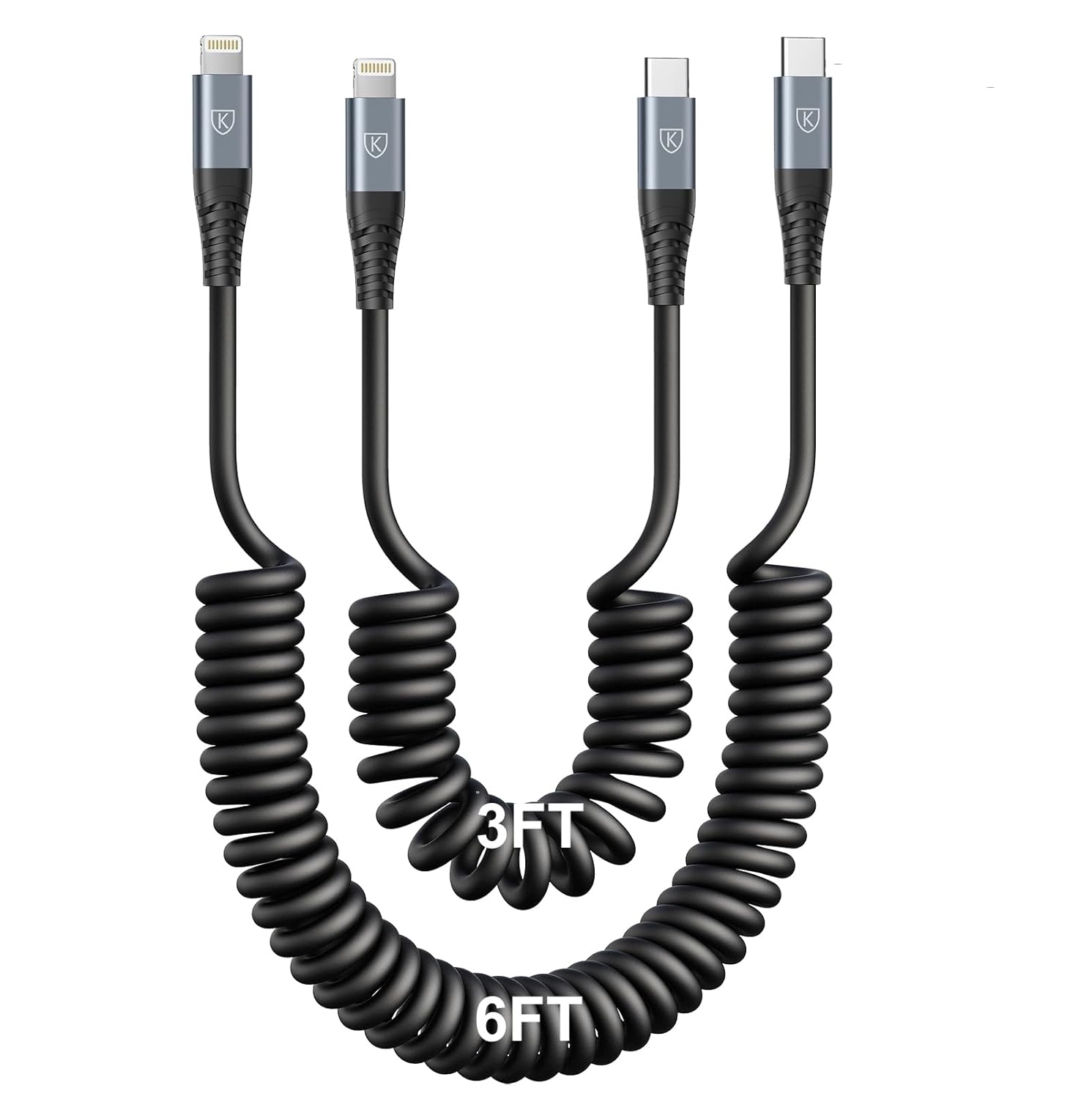 Cable USB C a Lightning 3 pies + 6 pies, paquete de 2 cables de carga rápida para iPhone certificado Apple MFi, cable corto USBC para iPhone