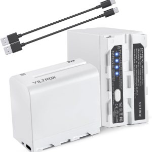 VILTROX Batería NP-F970, 2 paquetes, repuesto para Sony NP-F550 F570 F750 F770 F950 F960 F970, compatible con luz LED, monitor de campo de video, VILTROX Batería NP-F970, 2 paquetes, repuesto para Sony NP-F550 F570 F750 F770 F950 F960 F970, compatible con luz LED, monitor de campo de video,