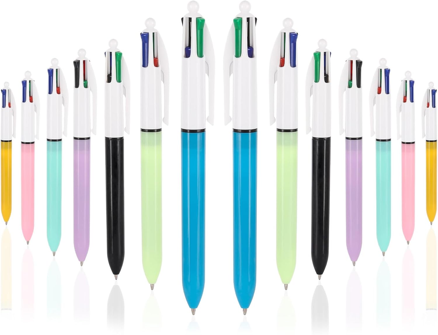 14 bolígrafos multicolor 4 en 1, punta media de 0.039 pulgadas, retráctil de color para diario y profesores, estudiantes, regalo para niños