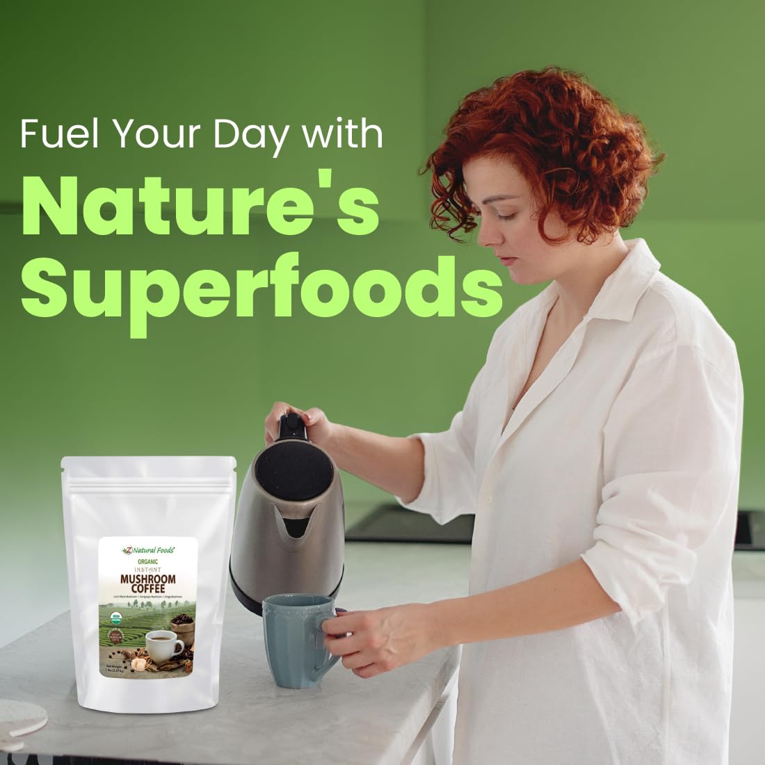 Café orgánico de hongos a granel de 5 libras  Mezcla instantánea de superalimento de melena de león + Cordyceps + Chaga + café  ligeramente