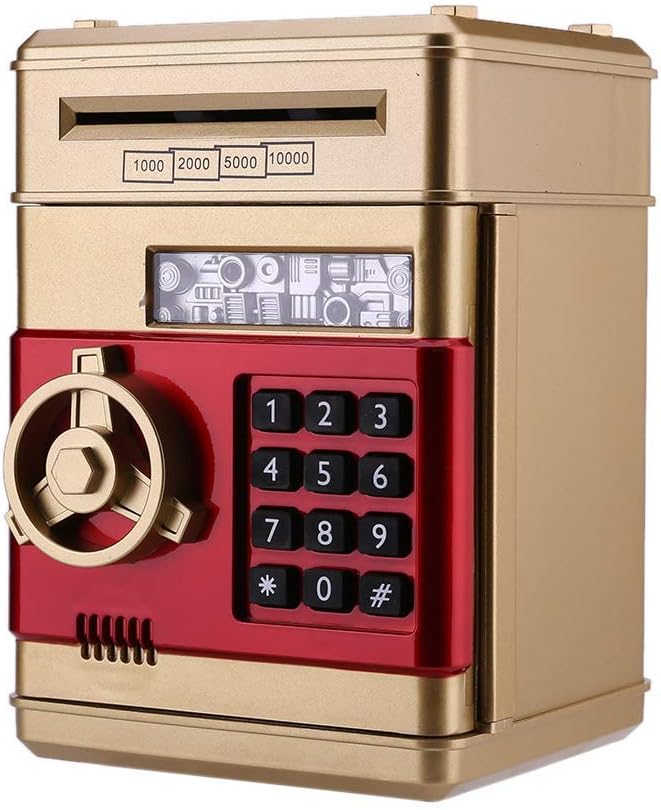 PowerKing Alcancía de cajero automático electrónico con contraseña, caja fuerte de ahorro de voz de dibujos animados panda hucha para niños de 3