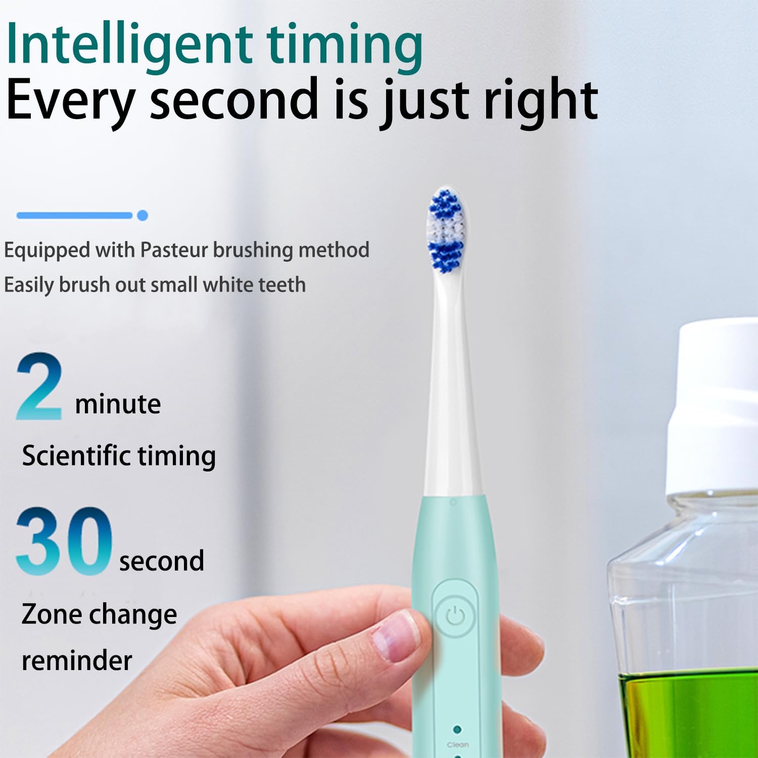 Adulto Cepillo de dientes eléctrico para niños, 6 cepillos de dientes eléctricos de limpieza profunda con 5 modos, carga rápida durante 4 horas,