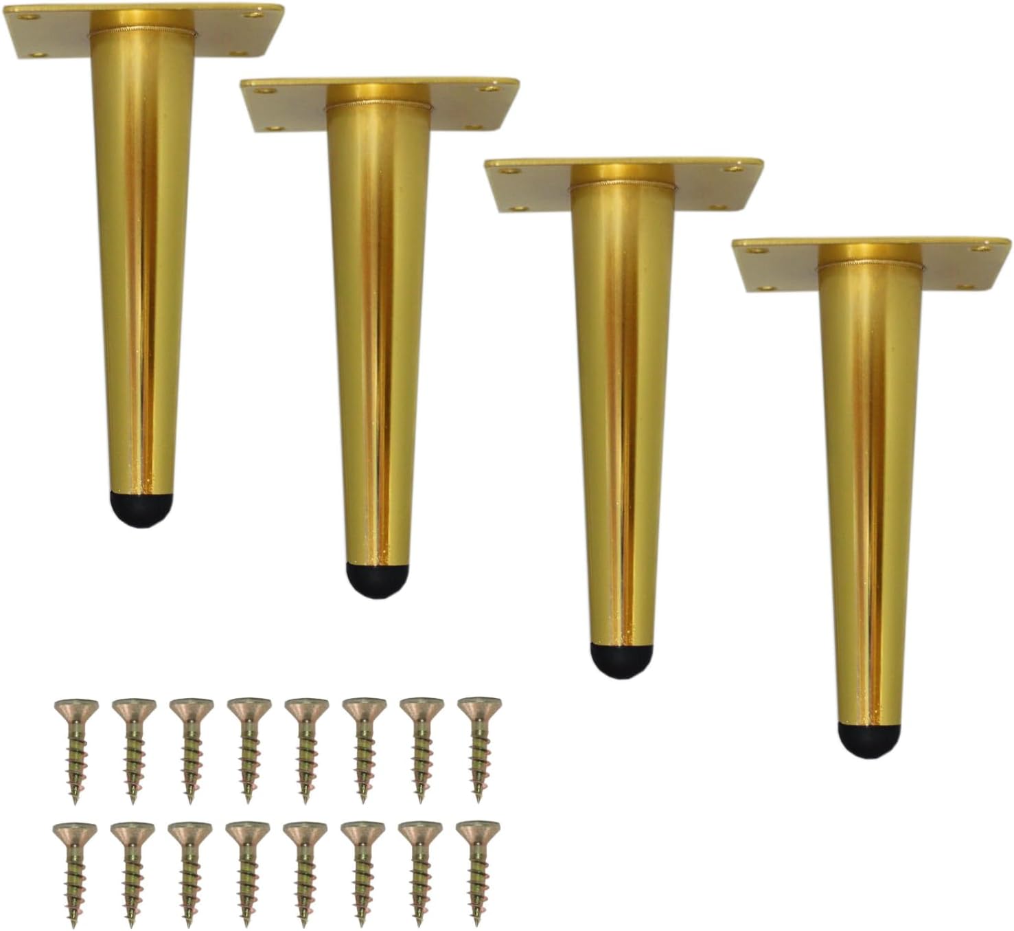 WEICHUAN Patas rectas de repuesto de metal dorado para sofá, silla, otomana, sofá biplaza otomana, mesa auxiliar, patas de gabinete (6 pulgadas,