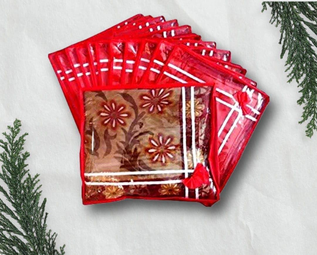 Fashion Bizz – Juego de 12 fundas para sari individual, color rojo