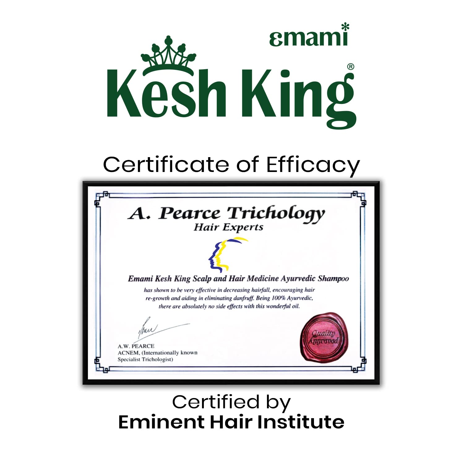 Emami Kesh King Ayurvedic – Champú anti caída de cabello que reduce la caída, 21 ingredientes naturales con la bondad del aloe vera, bhringraja y