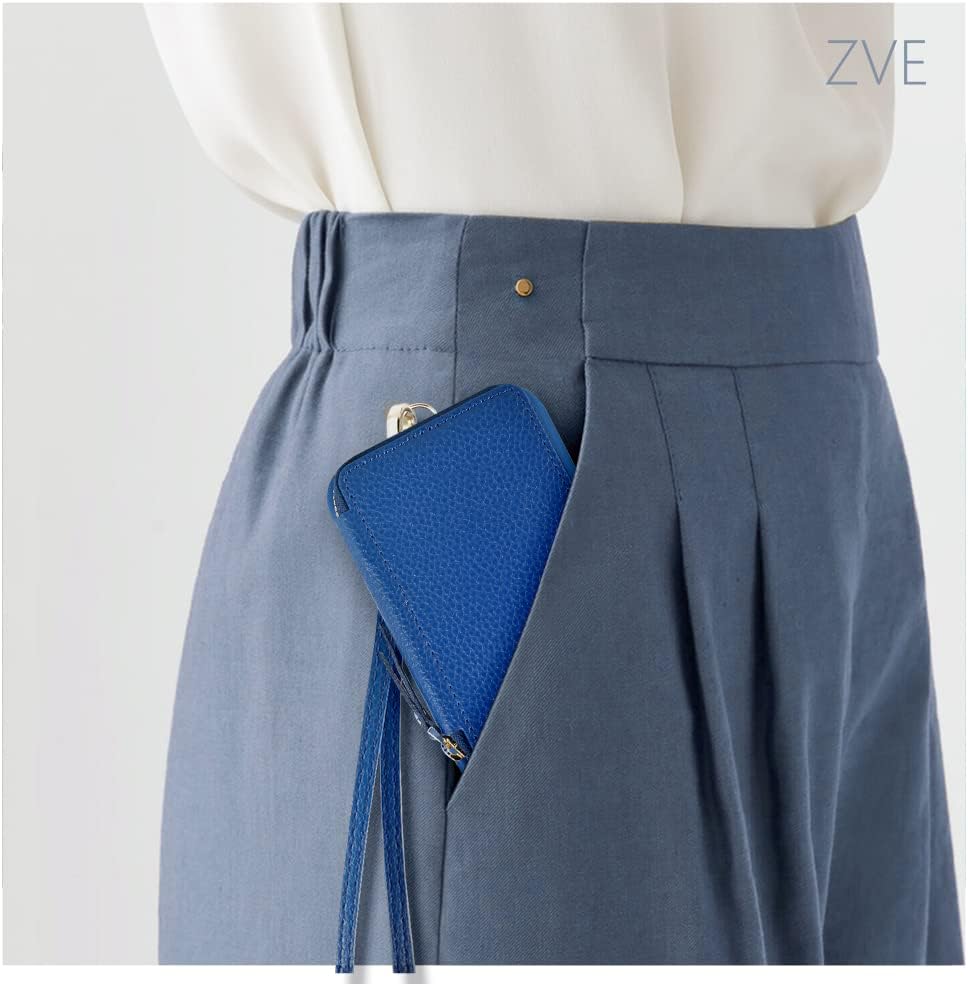 ZVE Funda tipo cartera para iPhone 12 y 12 Pro, con bloqueo RFID y correa para la muñeca para mujer, funda de piel con bloqueo RFID para iPhone 12