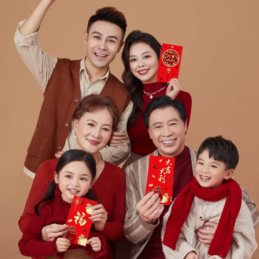AWEELON 36 sobres rojos de Año Nuevo chino, paquete grande rojo 2023 Año del conejo Hong Bao Primavera China Lucky Money Bolsillos para boda Año