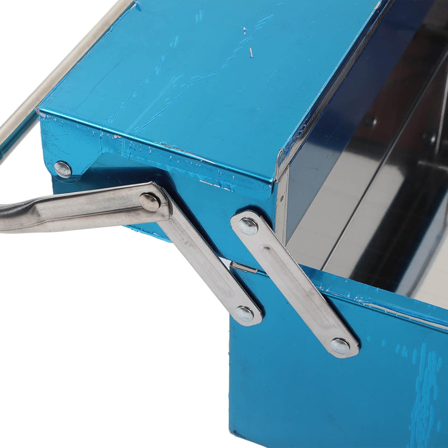 Caja de herramientas de acero inoxidable, caja de herramientas de metal, 2 capas y 3 bandejas, organizador de herramientas multifunción,