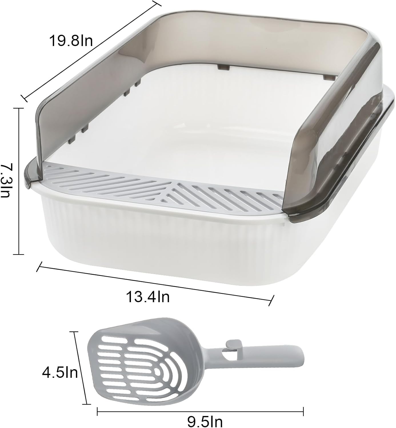 WUWEOT Paquete de 2 cajas de arena para gatos con parte superior abierta, bandeja de arena grande antisalpicaduras, lavabo de limpieza extraíble