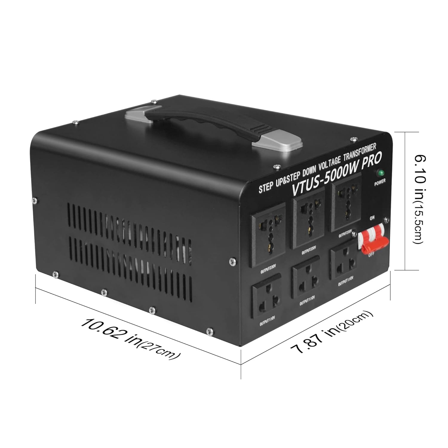 LVYUAN Convertidor de voltaje de 5000 vatios, convertidor de voltaje resistente, elevadorabajo, CA de 110 V120 V220 V240 V con soporte cableado, 3