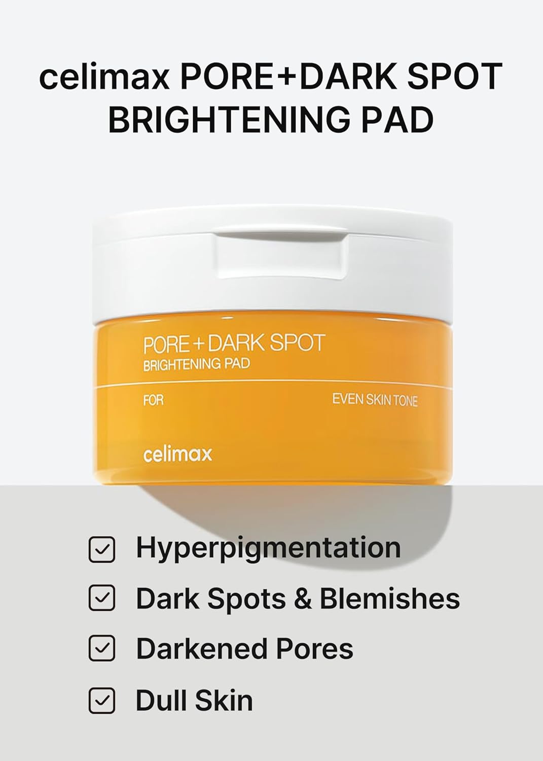 celimax Ji.Woo.Gae Pore+Dark Spot Brightening Pad  Almohadillas exfoliantes para poros dilatados, con ácido hialurónico, minimizador de poros, no