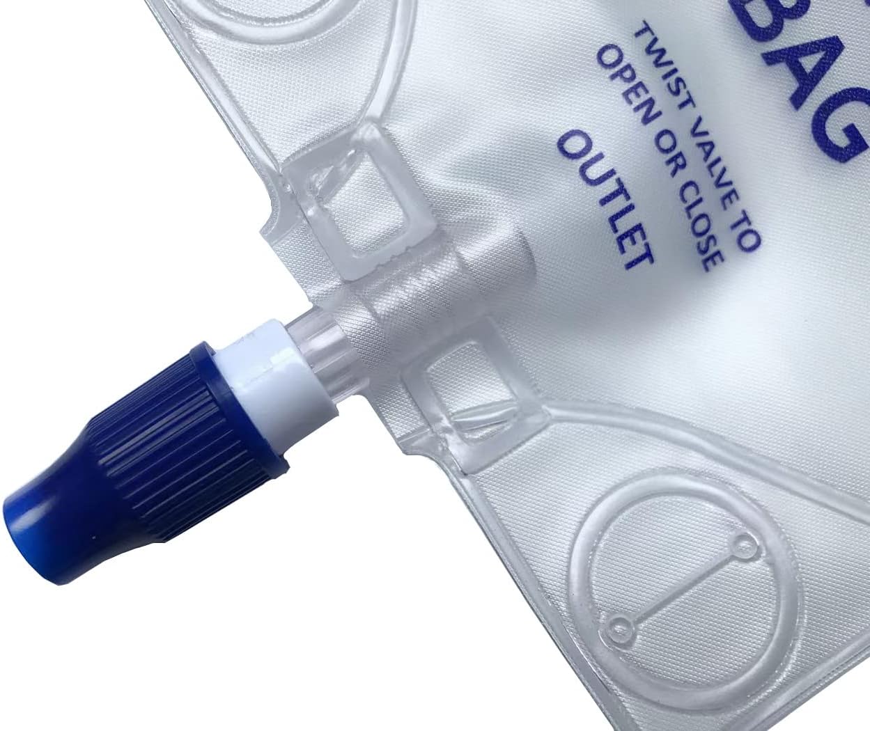 Bolsa de drenaje de orina de 20.3 fl oz, bolsa de drenaje con bolsa transparente, bolsa de nefrostomía, con tubo de silicona de 24 pulgadas, válvula