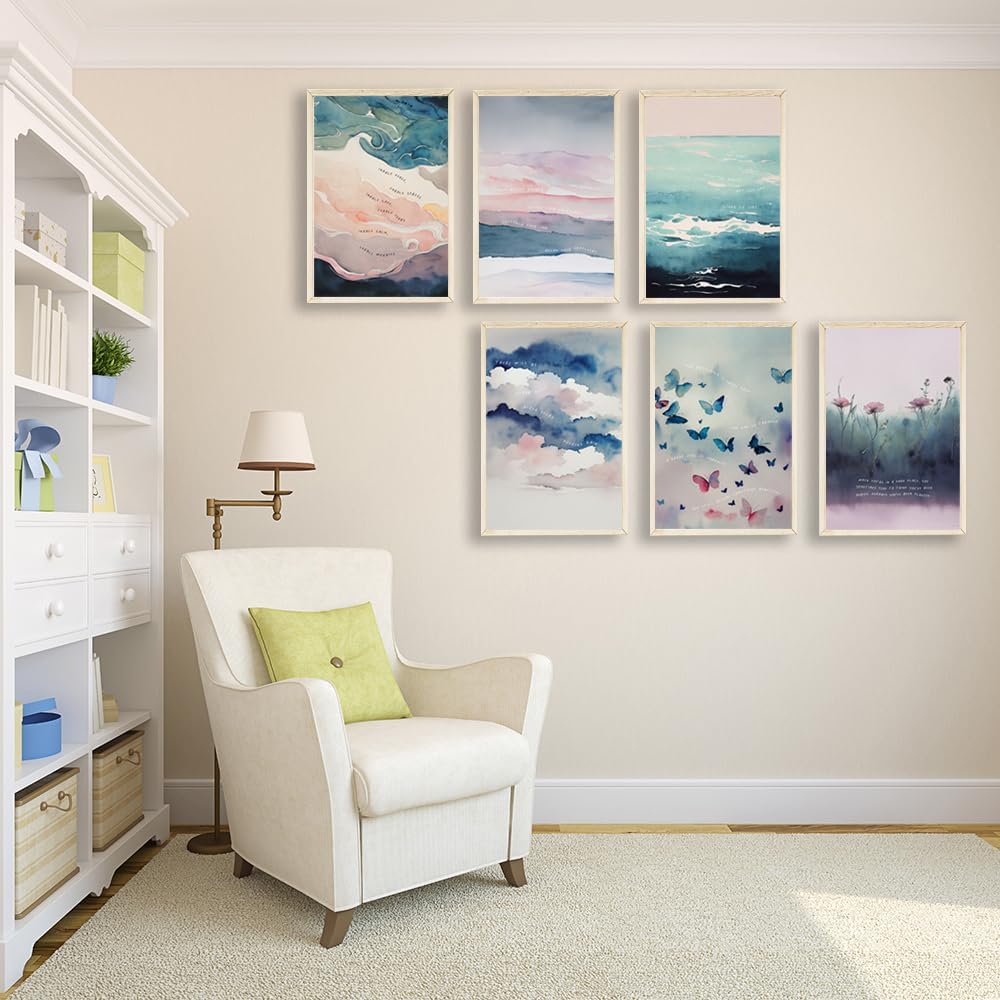 6 pósteres de salud mental, arte de pared para terapia de ansiedad, motivacional, decoración de oficina para citas positivas, lienzo inspirador para