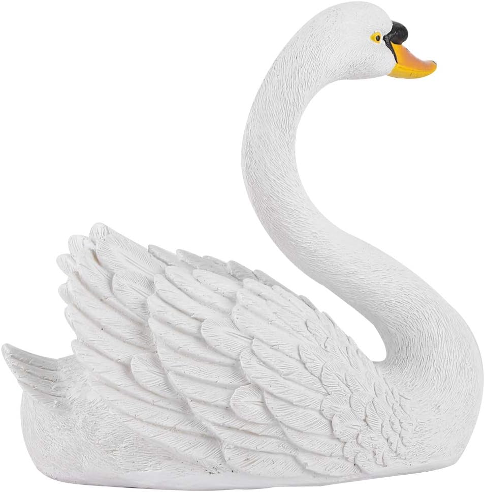 01 Figura de cisne blanco, decoración de jardín de cisne flotante resina simulación estanque de cisnes paisaje paisajismo jardinería decoración