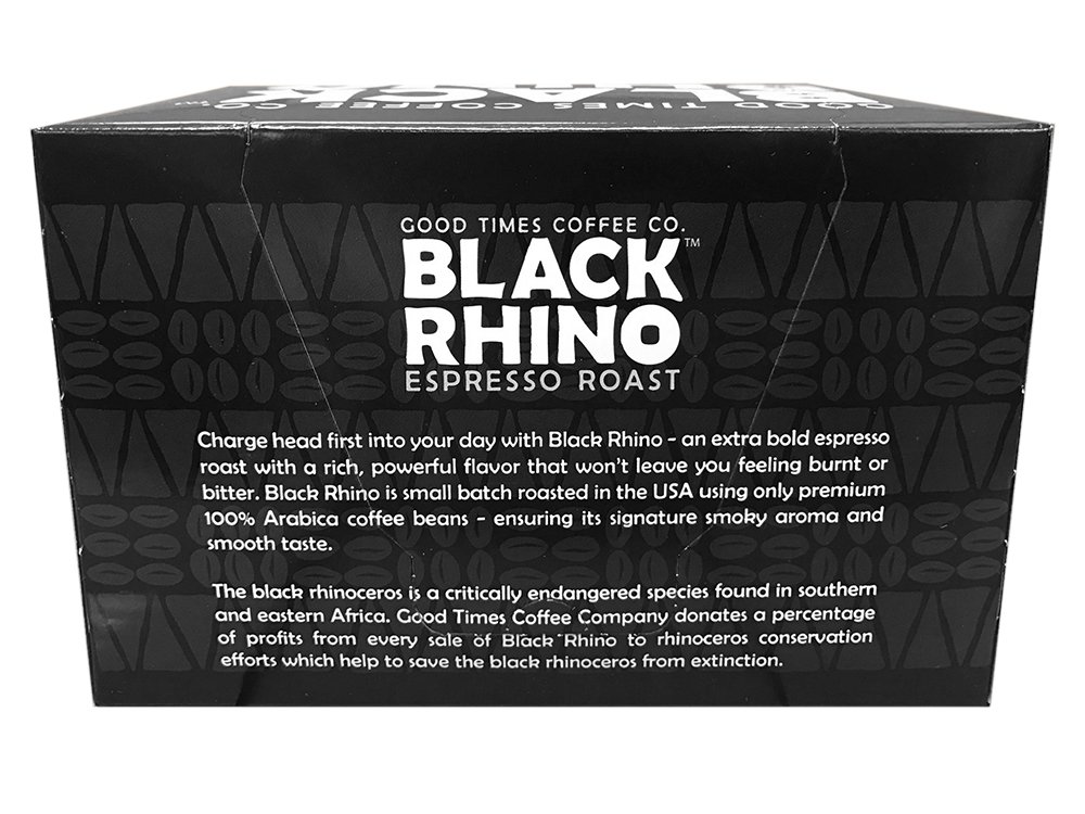 Black Rhino Espresso Roast – Tazas individuales para cafeteras Keurig K-Cup, 12 unidades