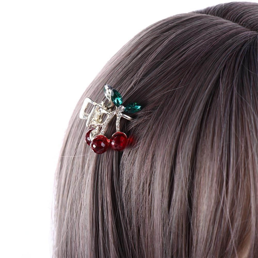 Pinza para el pelo de cereza, accesorio para el cabello de niña, pinza para el pelo de niña, pinza de agarre pequeña roja, accesorios para el