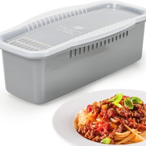 Cocedor de pasta para microondas con tapa de colador, cocina rápida y fácil de 4 porciones, sin pegarse ni esperar a que hierva, perfecta para hacer Cocedor de pasta para microondas con tapa de colador, cocina rápida y fácil de 4 porciones, sin pegarse ni esperar a que hierva, perfecta para hacer