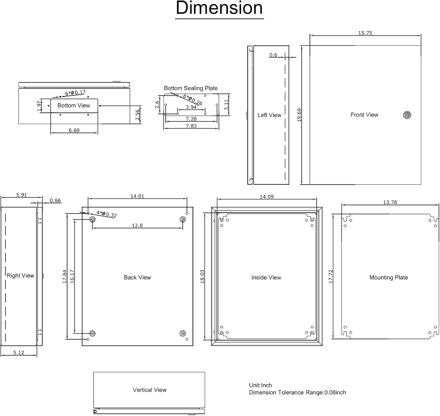 VEVOR NEMA Caja de acero de 20 x 16 x 6 pulgadas, caja eléctrica de acero NEMA 4X, IP66 impermeable y a prueba de polvo, caja de conexiones