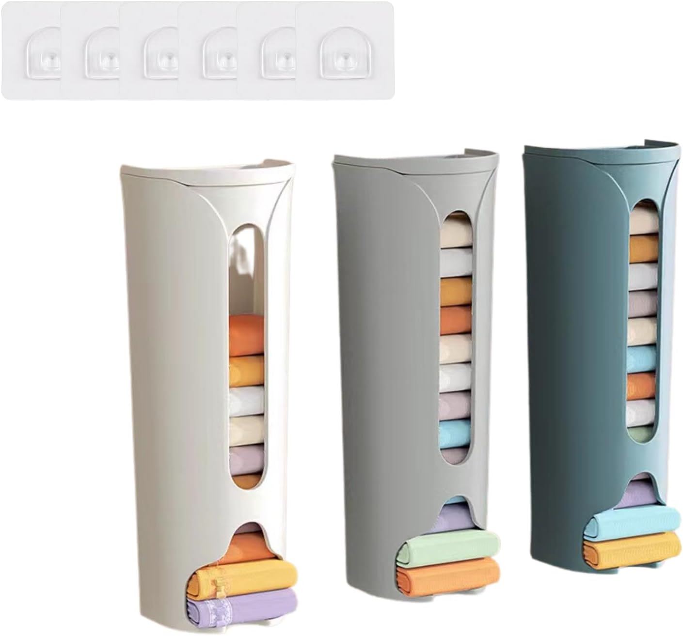 DTGPRO Caja de almacenamiento montada en la pared para calcetines y bragas, organizador multifuncional sin perforaciones, más 6 ganchos de parche
