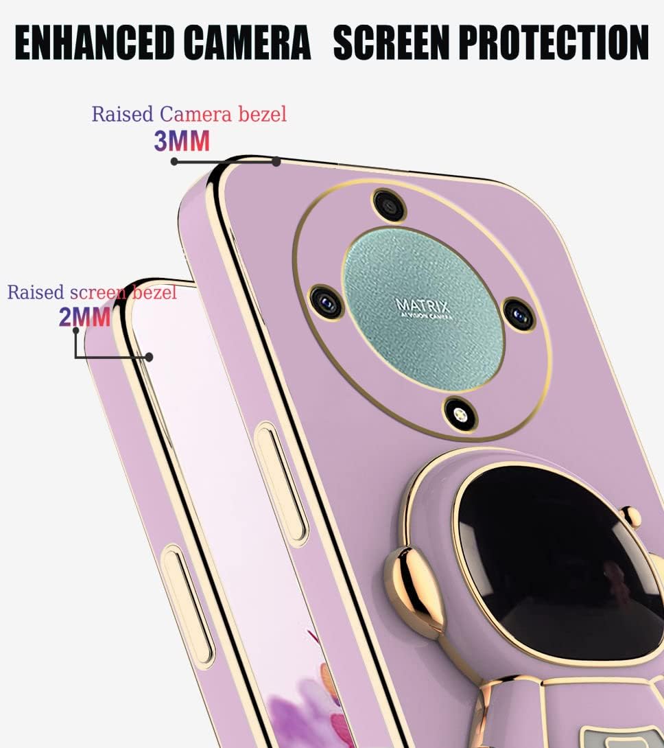 Funda compatible con Honor Magic 5 Lite con chapado creativo de astronauta y caricaturas, color rosa, funda para teléfono Honor X9a, soporte de
