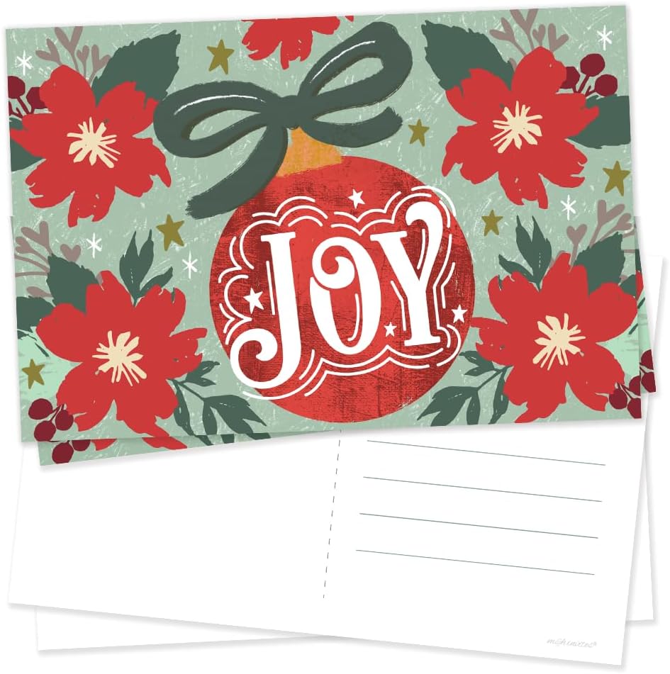m&h invites Postales navideñas de estilo vintage, felicitaciones navideñas  Tarjetas postales de alegría  50 unidades