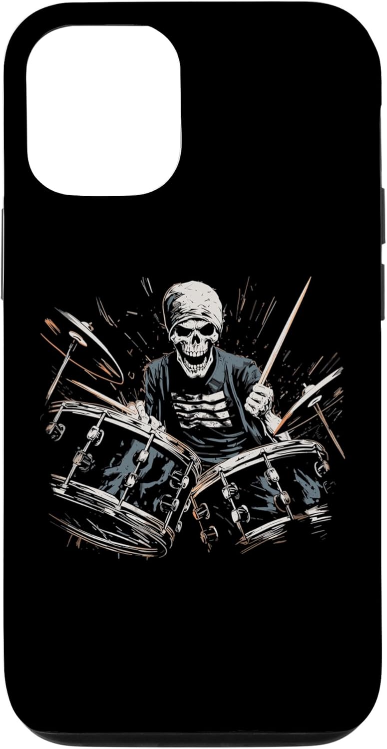 Funda para iPhone 13 con diseño de batería y banda de rock en batería