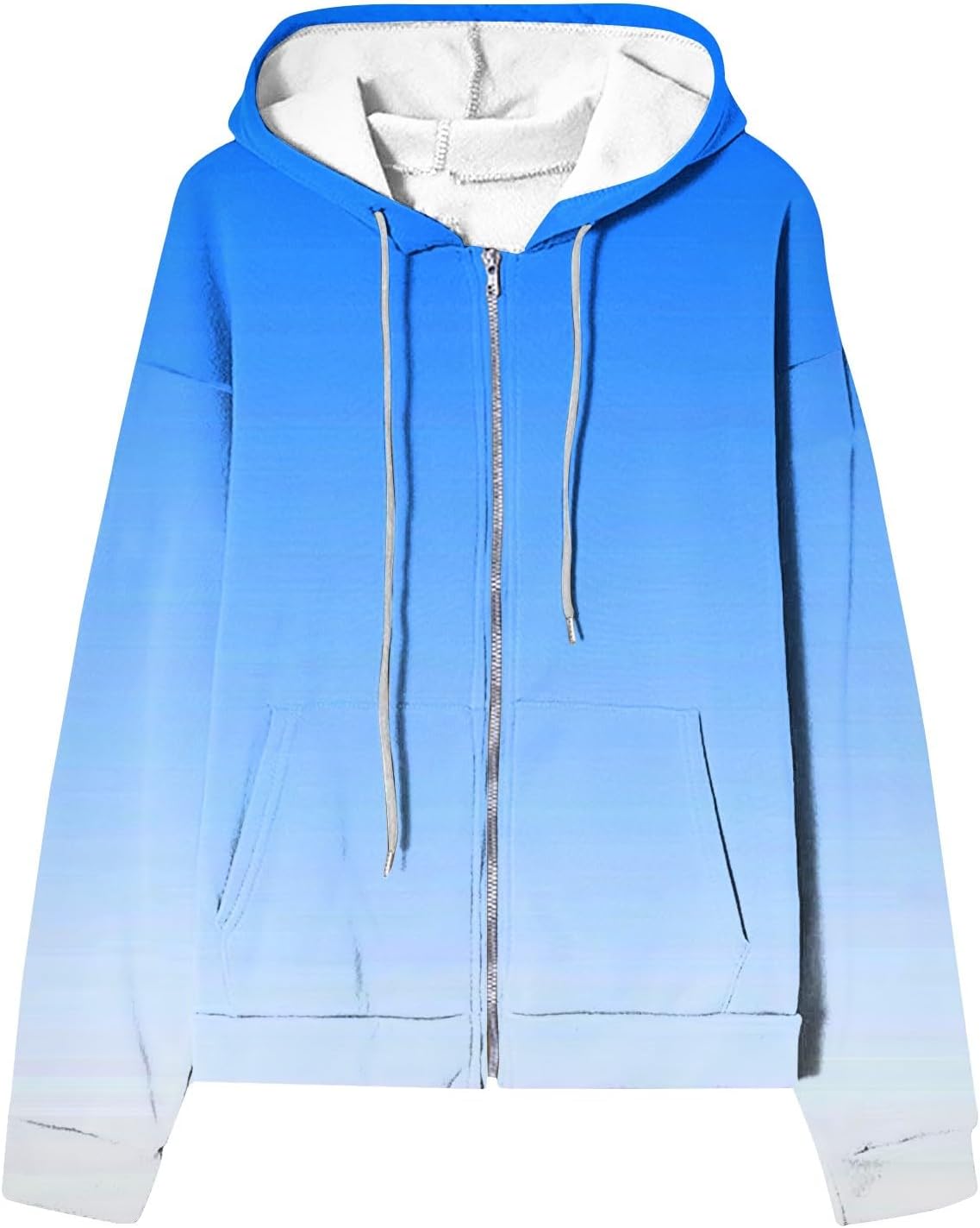 Chaqueta de teñido anudado degradado para mujer, con cremallera, talla grande, Y2K, sudaderas con capucha para otoño, manga larga, gruesa y cálida,