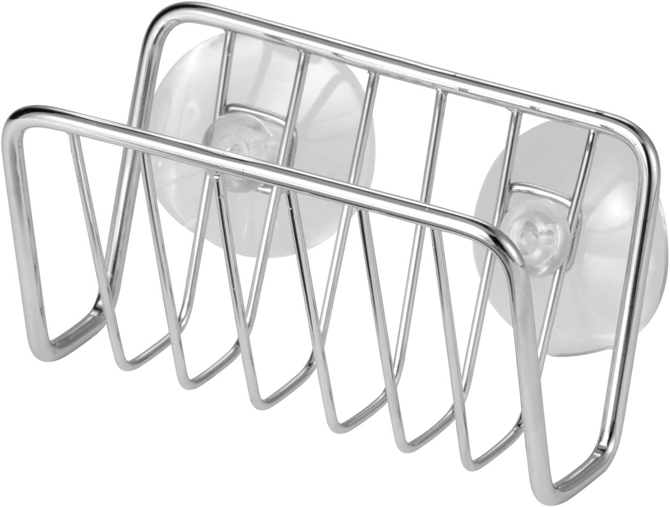 mDesign Soporte de esponja de metal para fregadero de cocina con ventosas – Soporte pequeño para esponjas en la cocina o soporte para jabón en el