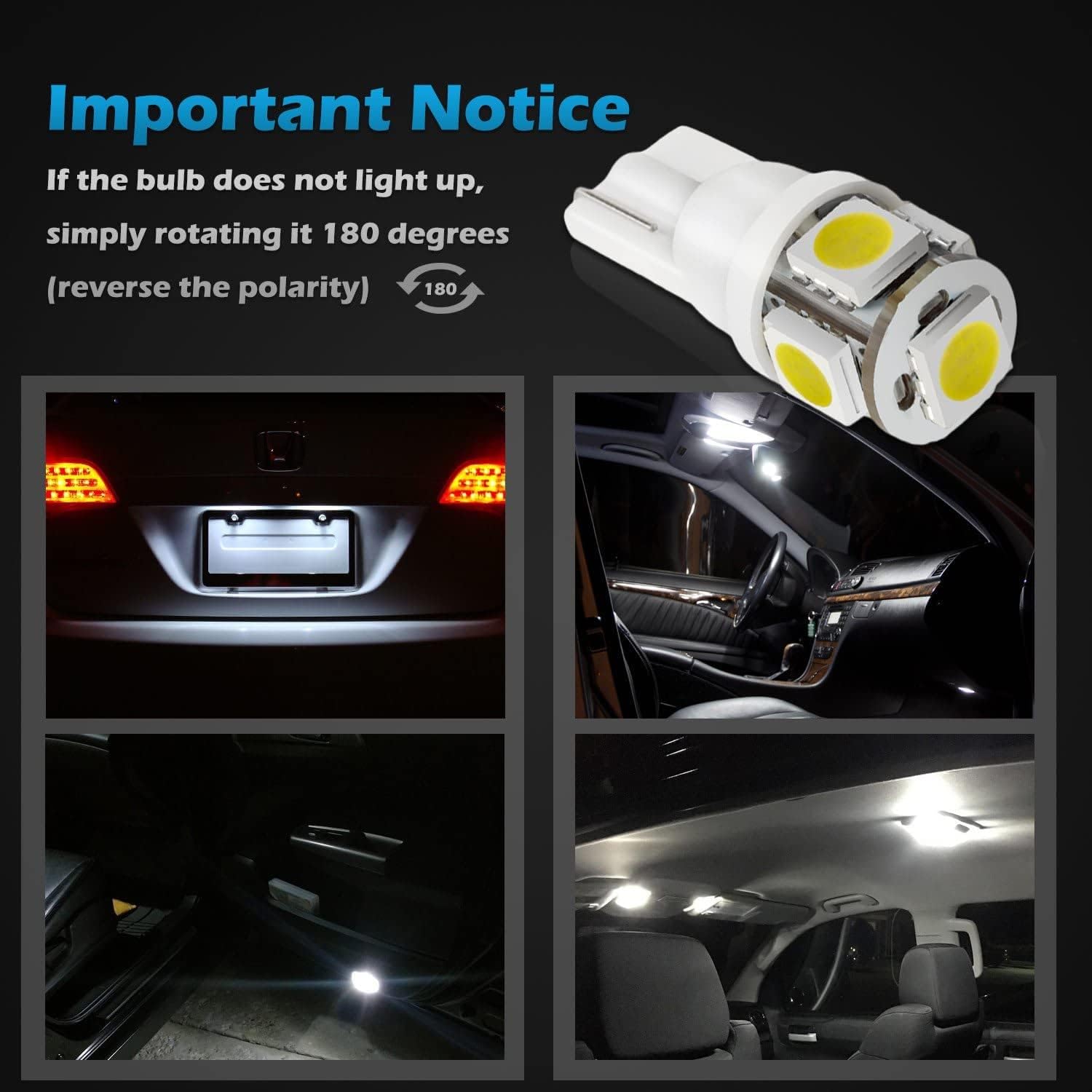 Partsam paquete de 12 luces LED para Acura 2004-2008 mapadomoespejoguanteracajaplaca, focos LED, Blanco