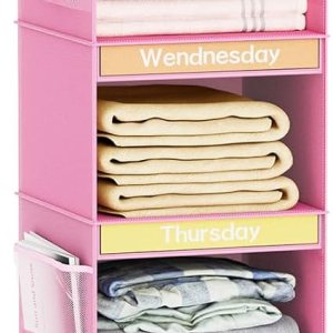 Fixwal Organizador semanal de ropa de 6 estantes para niños, estante diario para niños, organizador de armario colgante con 6 bolsillos laterales, Fixwal Organizador semanal de ropa de 6 estantes para niños, estante diario para niños, organizador de armario colgante con 6 bolsillos laterales,