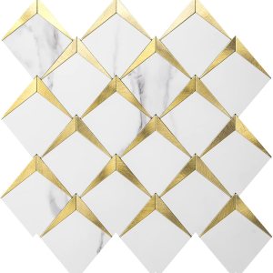 Art3d 10 hojas para despegar y pegar para decoración de cocina, azulejos de mosaico de diamante autoadhesivos para chimenea y baño Art3d 10 hojas para despegar y pegar para decoración de cocina, azulejos de mosaico de diamante autoadhesivos para chimenea y baño