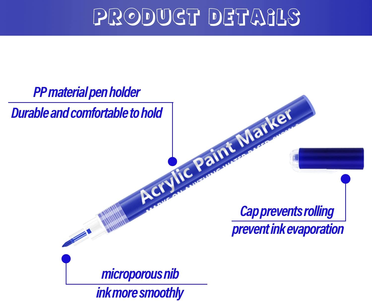 SMOOTHERPRO Marcadores de pintura acrílica, pintura de roca, 18 colores, bolígrafos a base de agua, punta extrafina de 0.028-0.118 in, para niños y