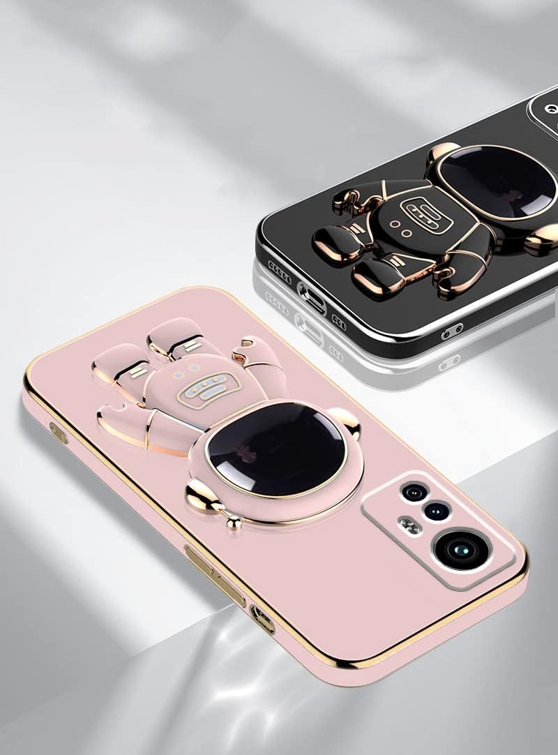 Compatible con Redmi Note 12s Funda con chapado creativo astronauta de dibujos animados rosa, funda para teléfono Xiaomi Redmi Note 12s Funda de