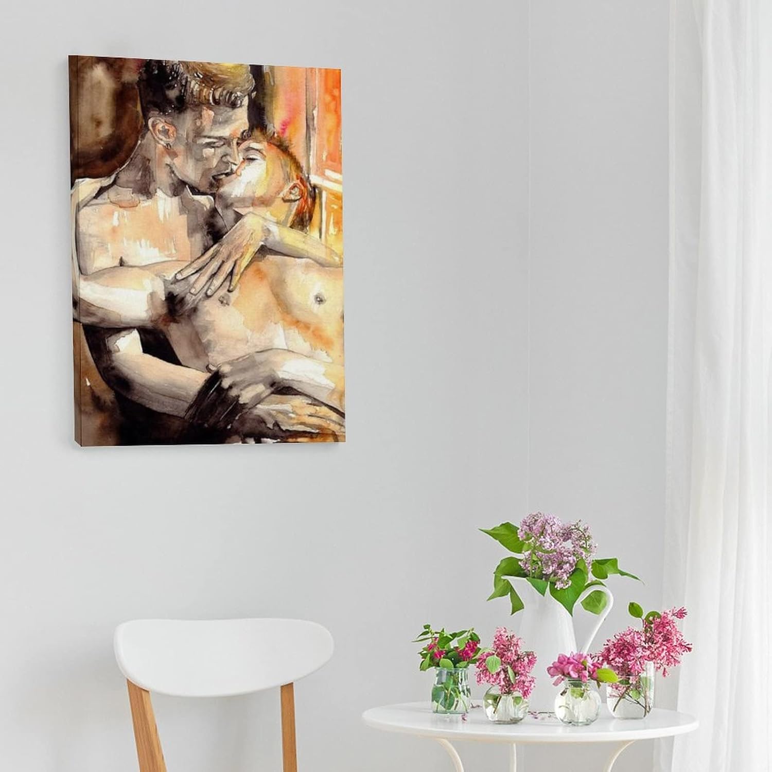 Póster de hombre gay, pintura al óleo abstracta, póster de personaje masculino, póster de hombre besándose, lienzo, pósteres artísticos, cuadros,