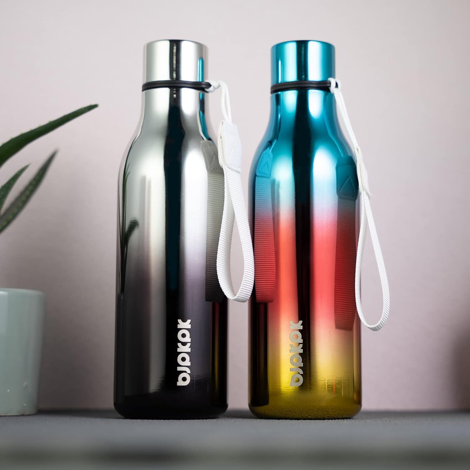 BJPKPK Botellas de agua aisladas, botella de agua de metal de acero inoxidable de 18 onzas con correa, termo a prueba de fugas, tazas y frascos,