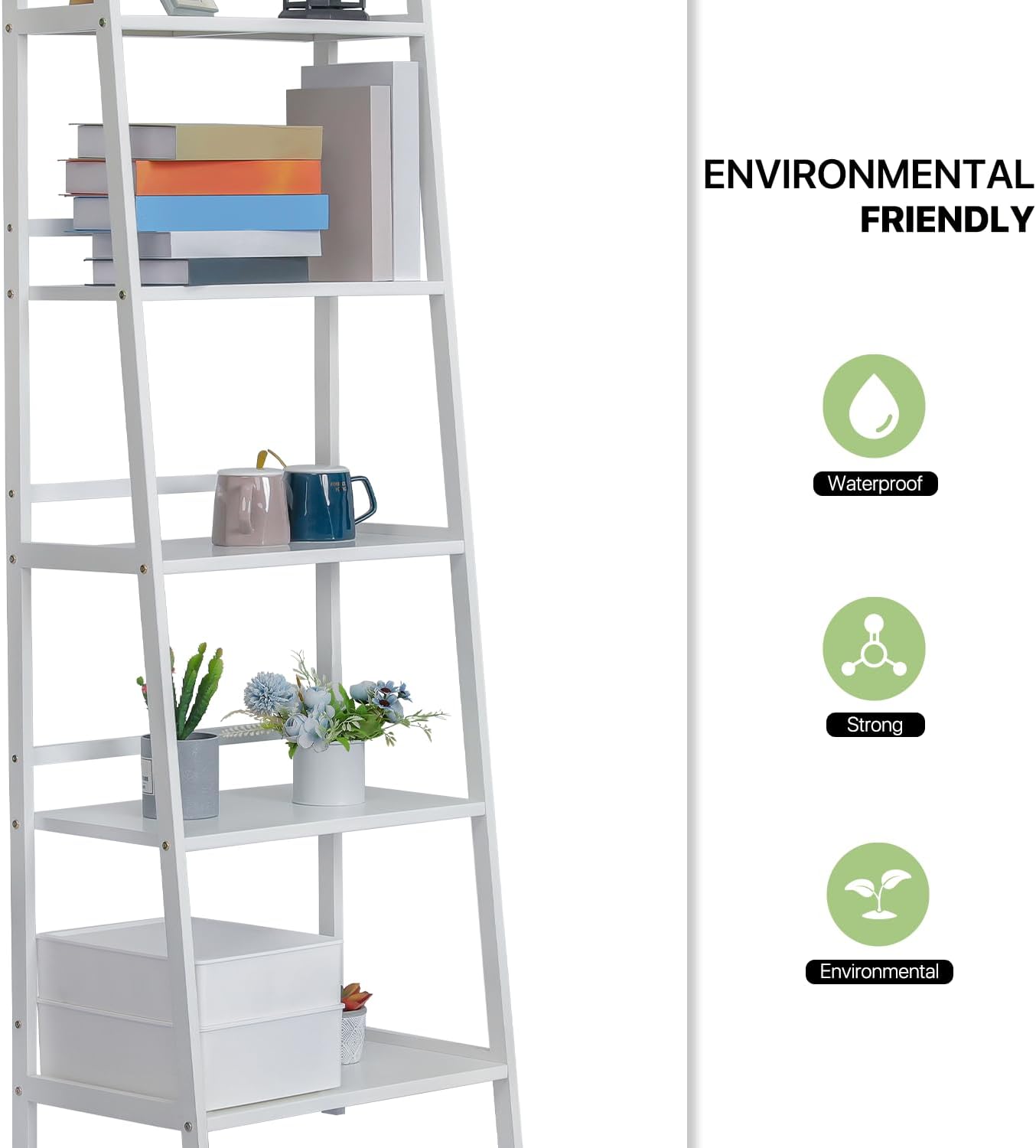 Magshion Organizador trapezoidal de bambú para escaleras, organizador de macetas de 5 niveles para interiores y exteriores, estante de exhibición de
