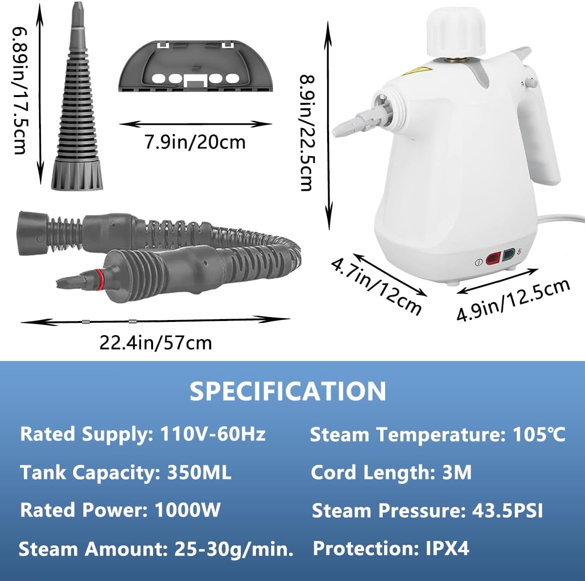 Limpiador a vapor presurizado, limpiador de vapor de mano para uso doméstico, cocina, baño, detalles del automóvil, piso, tapicería portátil