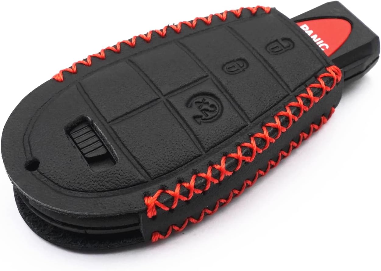 Funda de cuero inteligente con 4 botones para Dodge Ram 1500 2500 3500 Challenger Durango Grand Caravan Journey Jeep Grand Cherokee (negro)