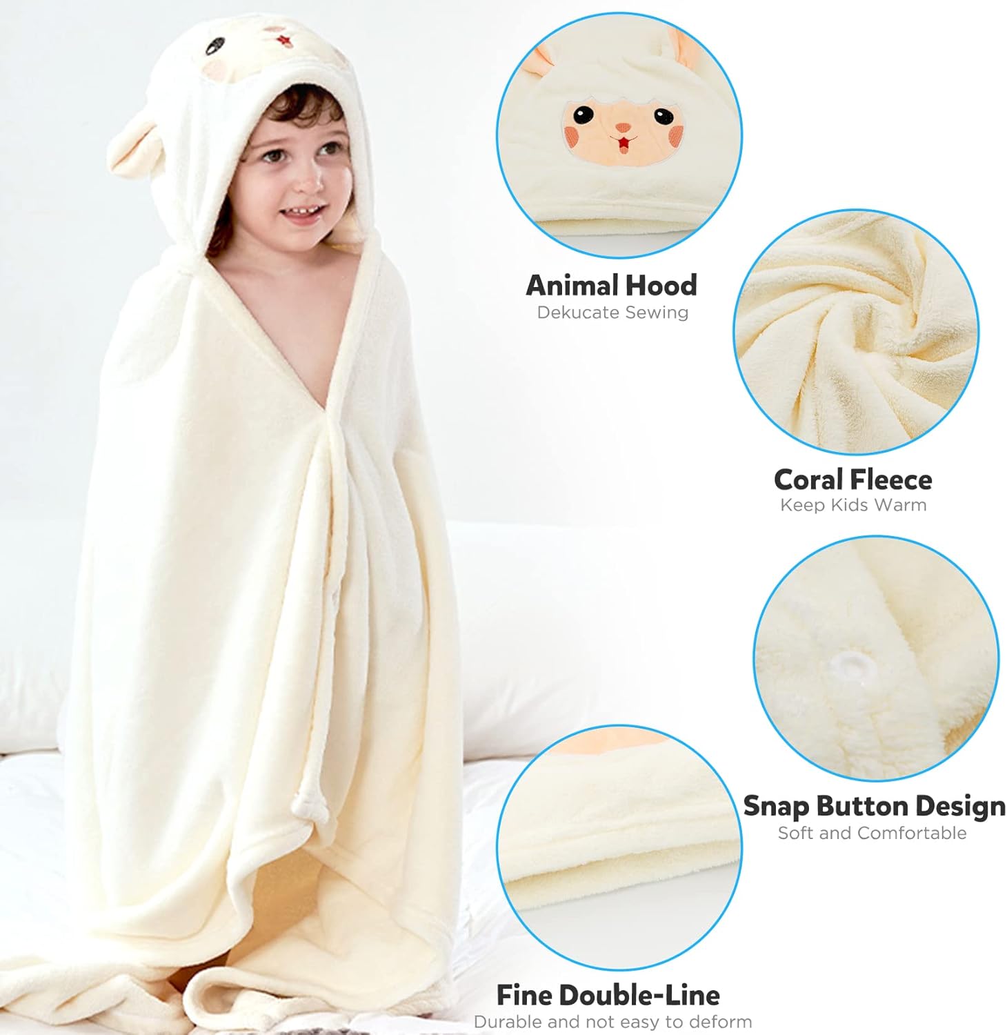 ROMASA Toalla de baño para bebé, toalla con capucha ultra suave, altamente absorbente, manta para niños pequeños, regalos de ducha para niños y