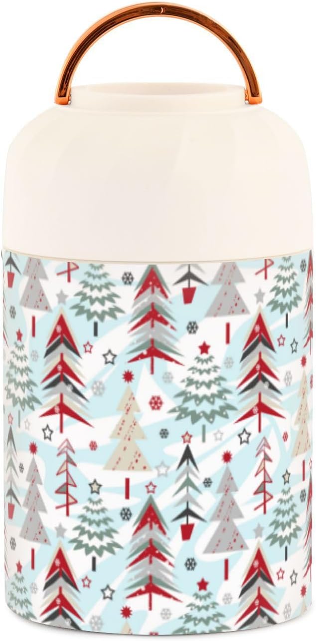 Christmas Cartoon Kids Womens Insulated Food Jar with Spoon 17oz500ml Food Containers For Hot Food Stainless Steel Vacuum Keep Warm Soup Containers