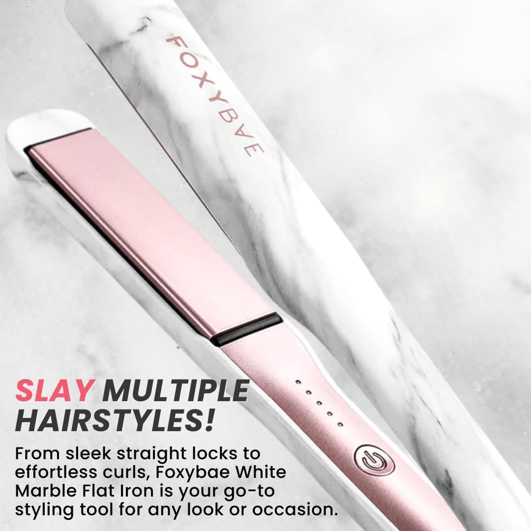 FoxyBae Plancha de pelo de plancha plana  Sleek & Slay Plancha de cerámica de 1.75 pulgadas de ancho  Plancha de pelo profesional portátil de doble
