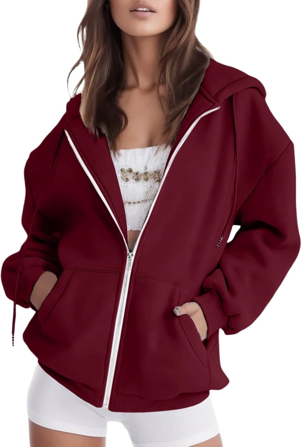 Sudaderas de gran tamaño con cremallera completa para mujer, ligeras, informales, Y2K, a la moda, chaquetas de moda para otoño 2023, ropa de calle
